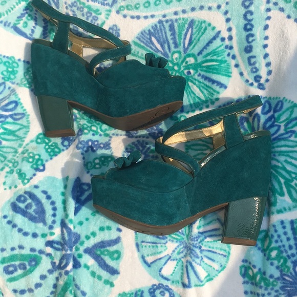 platform shoe blue suede - Picture 4 of 8